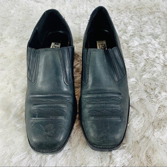 Vintage Black Western Booties Leather Sz 8 M - Picture 3 of 9